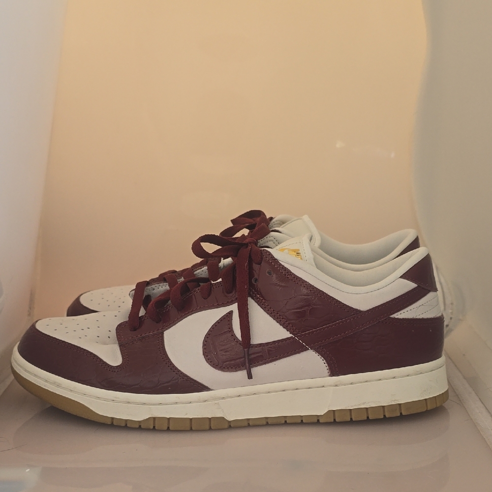 Nike Dunk LX Maroon Croc Maroon and Cream Sneakers